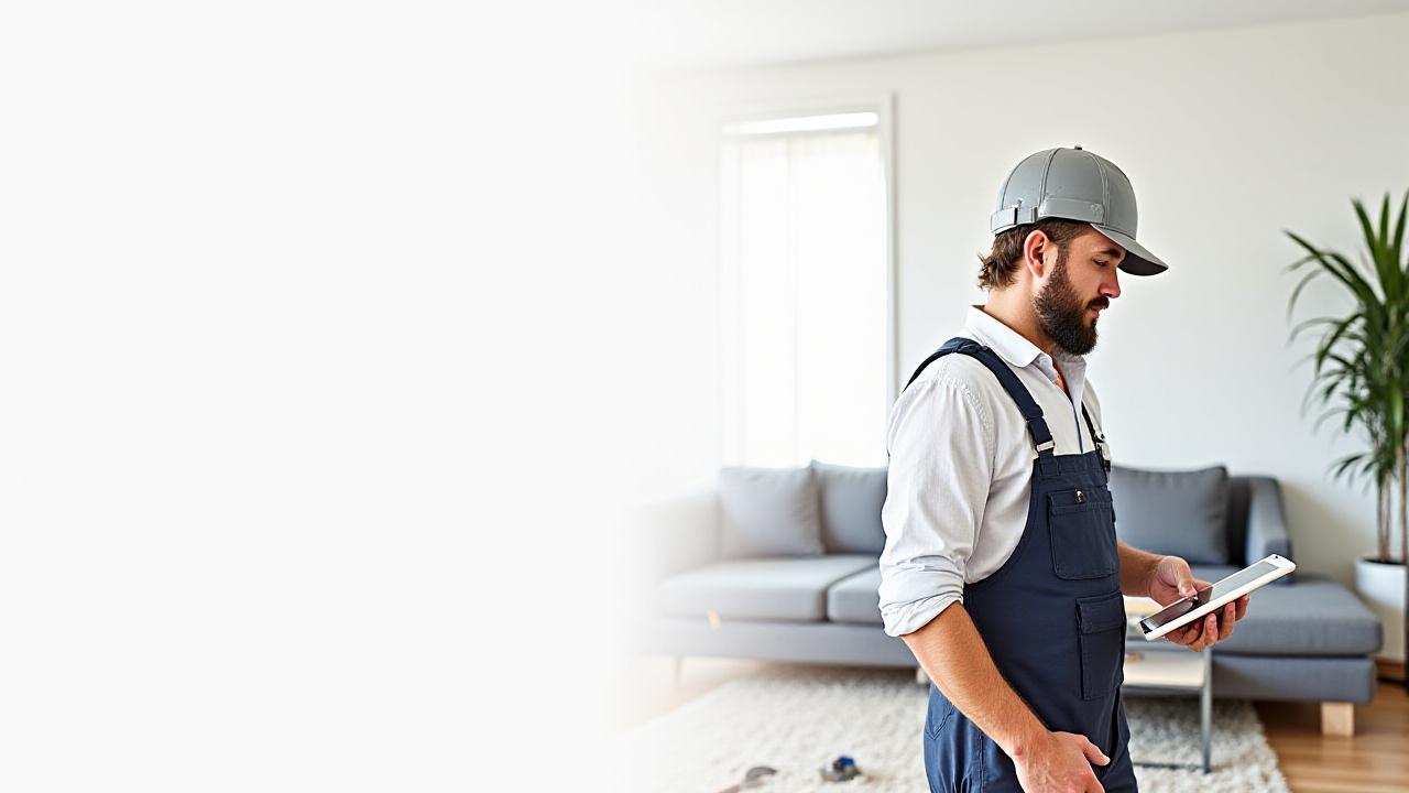 Team of professional home repair technicians reviewing blueprints on a construction site